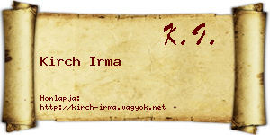 Kirch Irma névjegykártya
